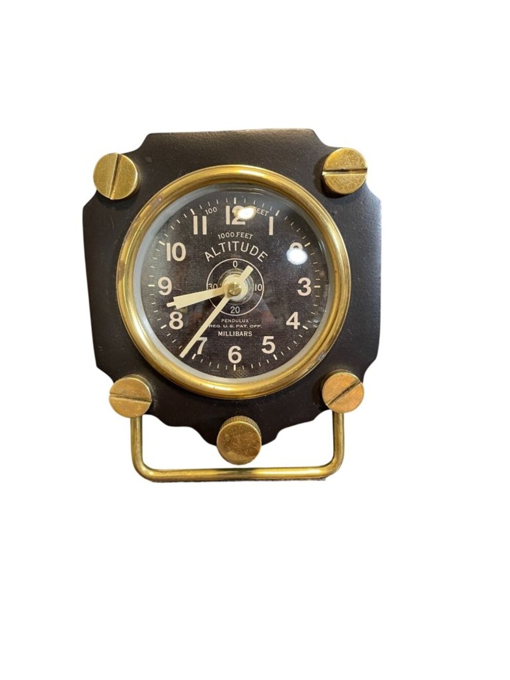 Pendulux Altimeter WWII Aviator Steampunk Industrial Metal Desk or Table Clock